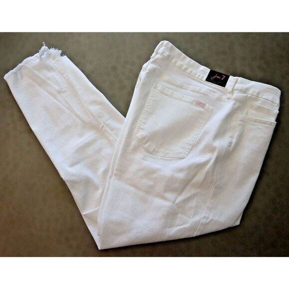 Jen 7 Women's Sz 16 White High Waist Chew Hem Crop Ankle Straight Jeans $109 - Picture 9 of 10